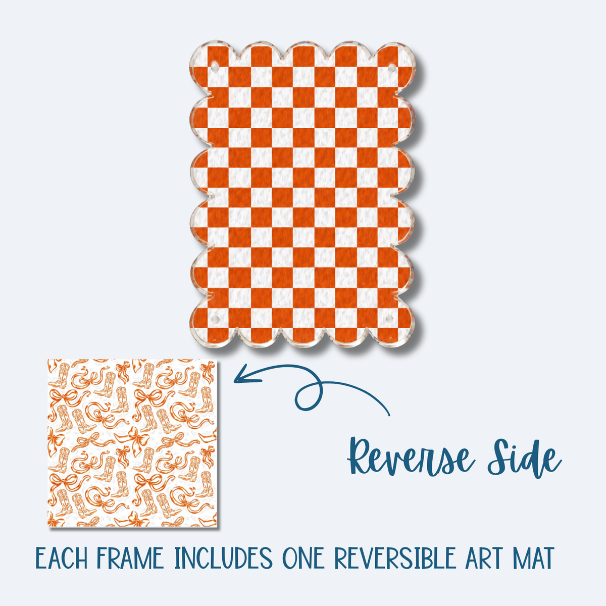 Orange and White Boots and Bows Picture Frame