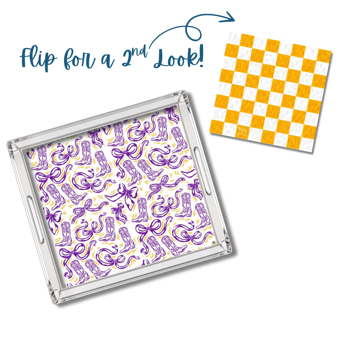 Purple and Gold Boots and Bows Magnetic Art Mat