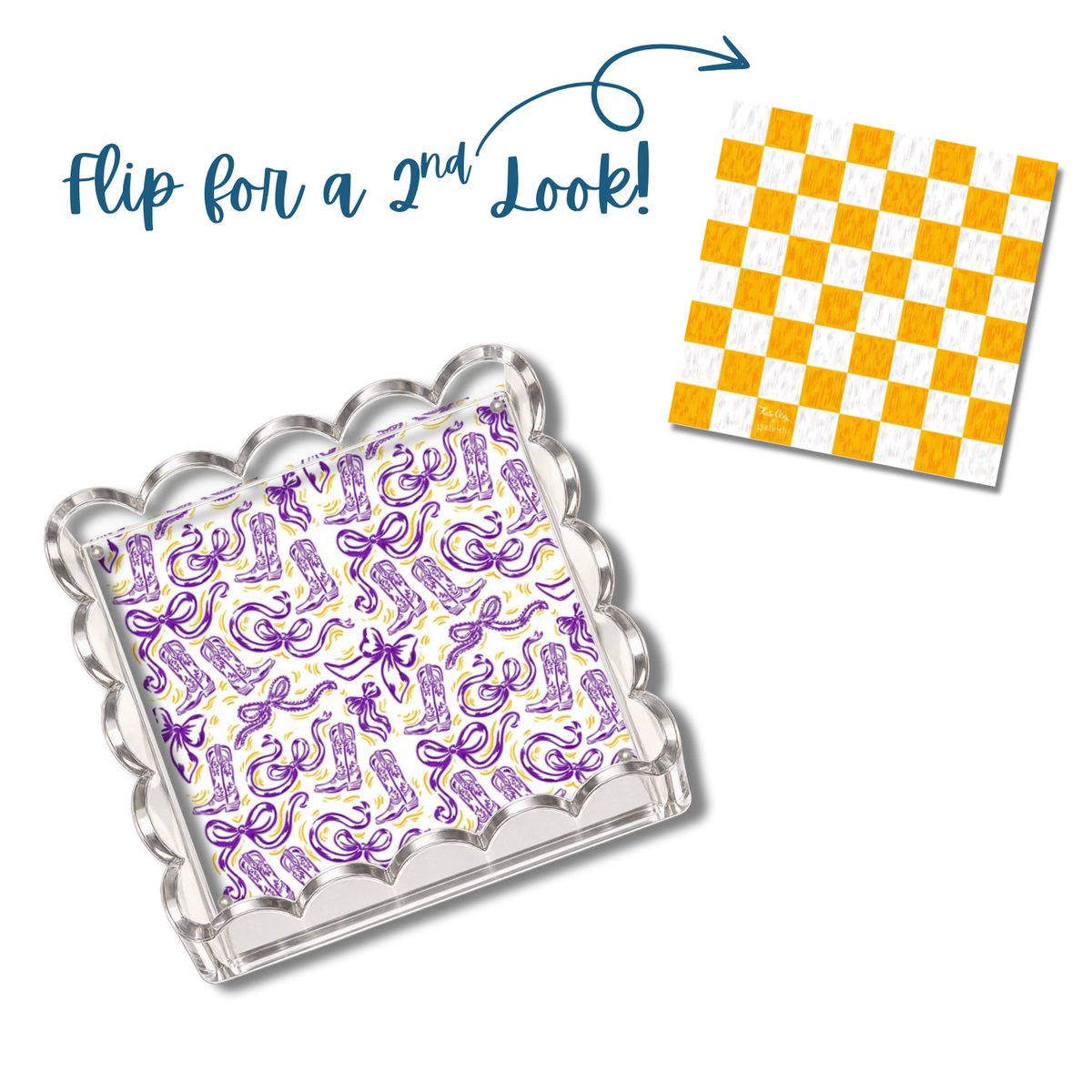 Purple and Gold Boots and Bows Magnetic Art Mat