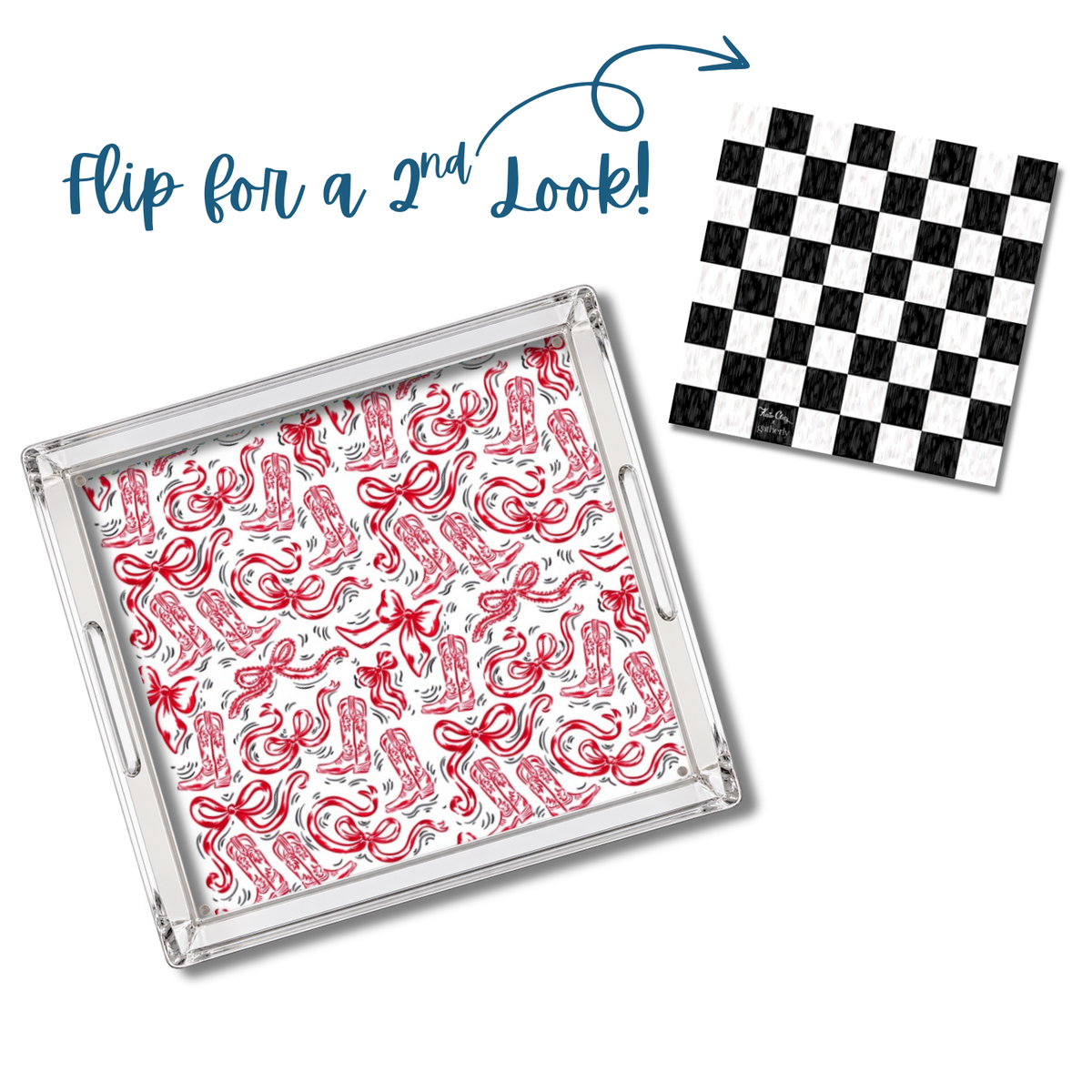 Red and Black Boots and Bows Tray