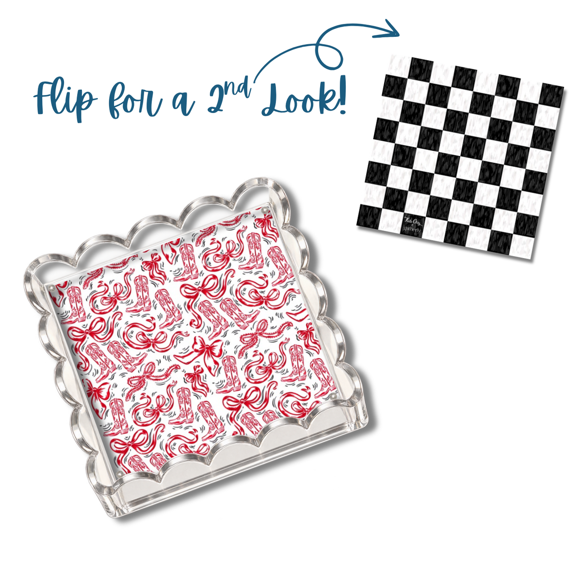 Red and Black Boots and Bows Tray