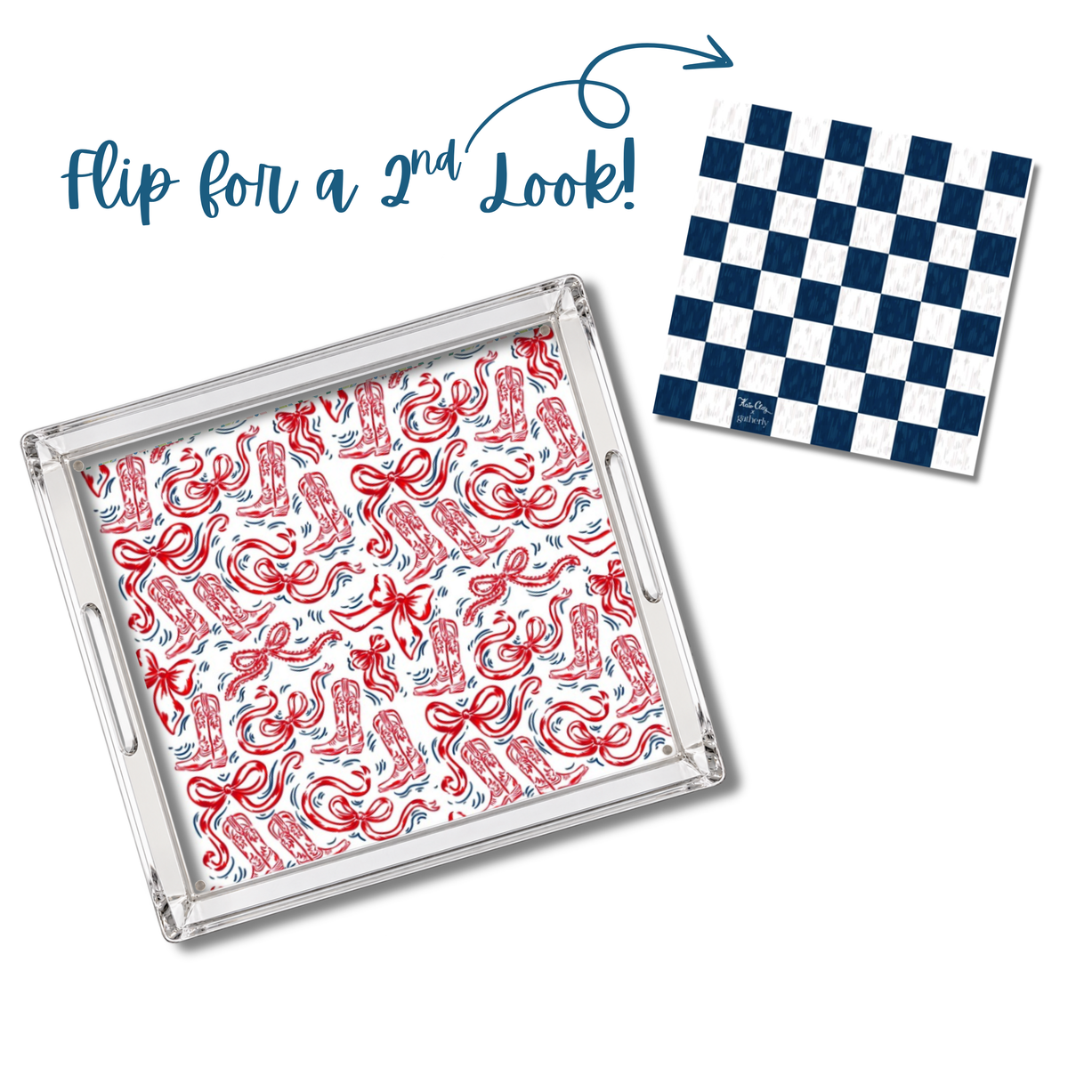 Red and Navy Boots and Bows Magnetic Art Mat