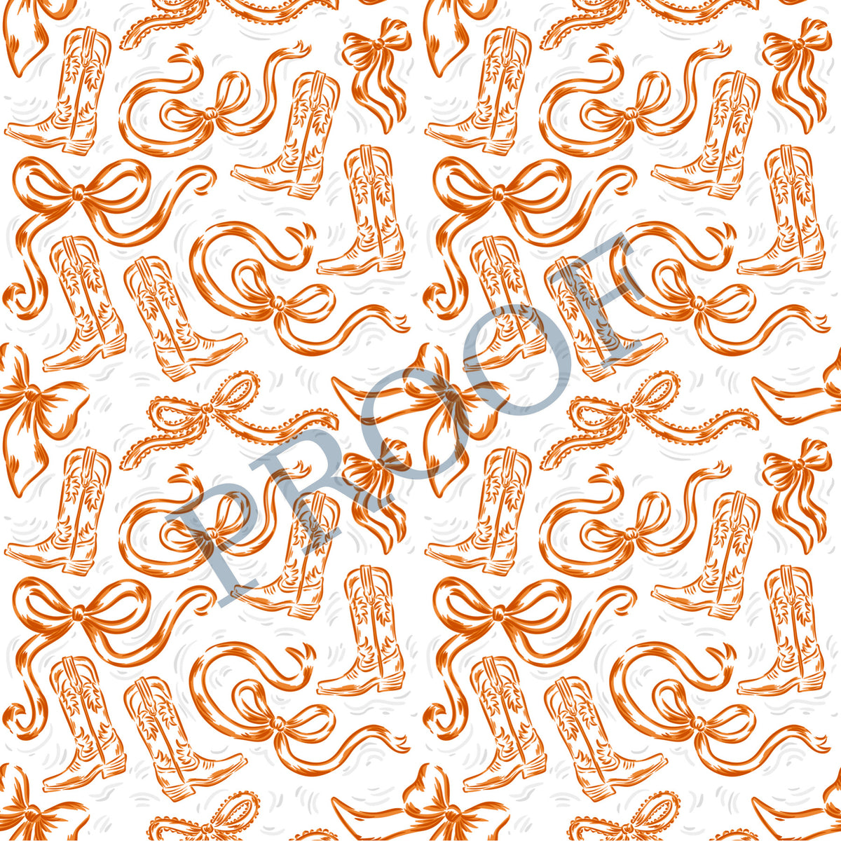 Orange and White Boots and Bows Tray