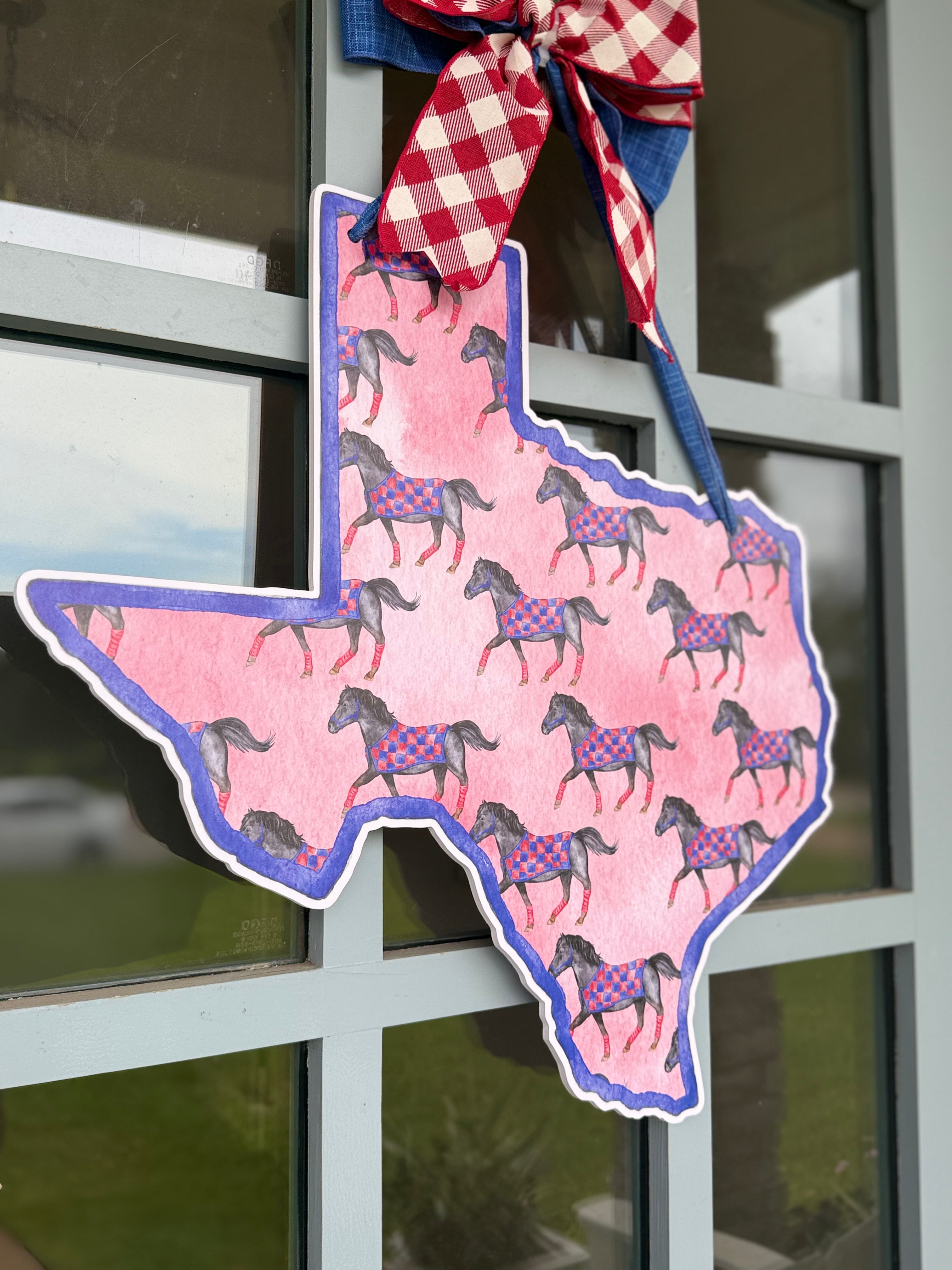 Red & Blue Mustang Printed Door Hanger
