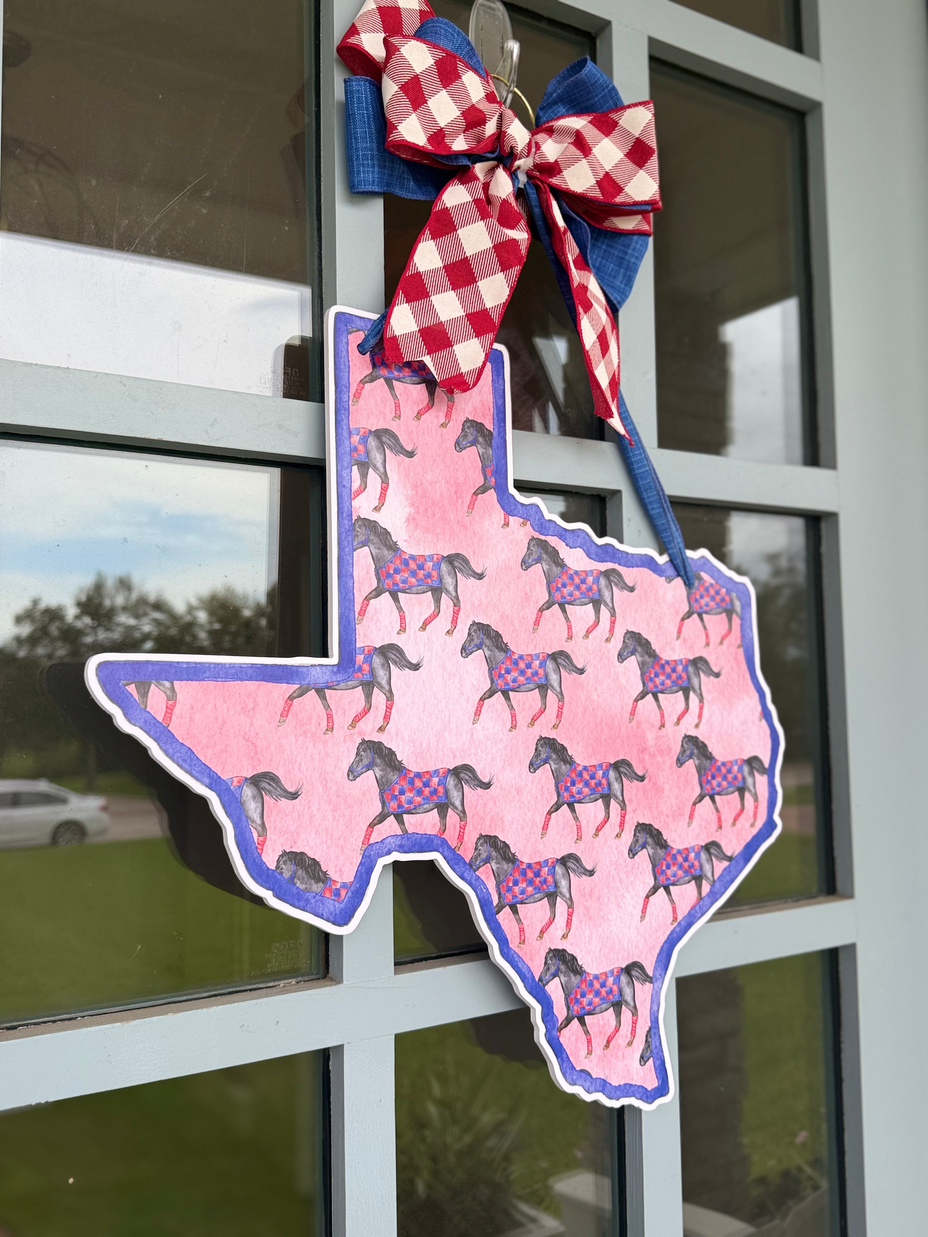 Red & Blue Mustang Printed Door Hanger