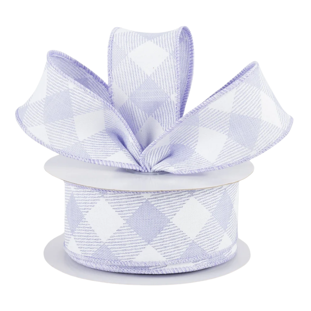 Light Lavender & White Diagonal Check Ribbon