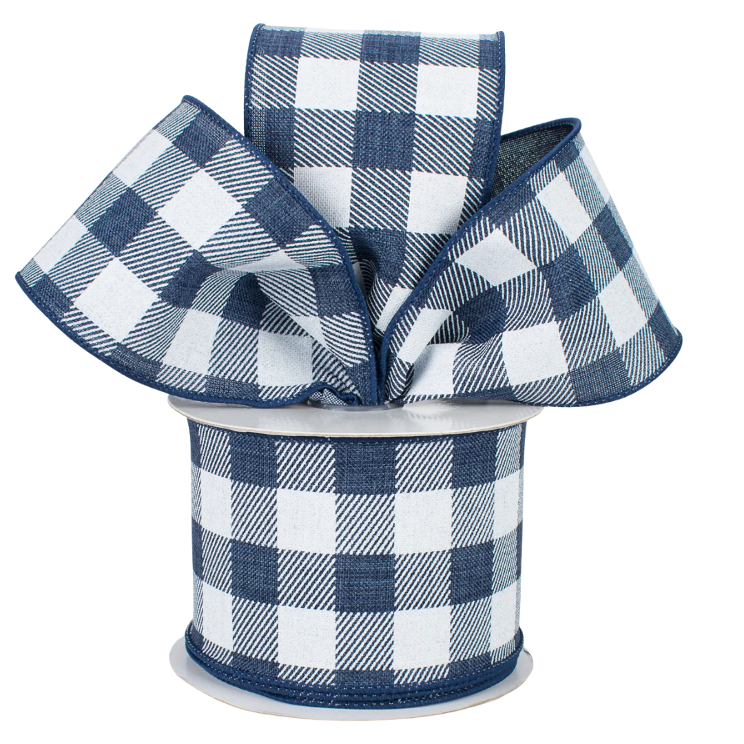 Navy Blue & White Plaid Check