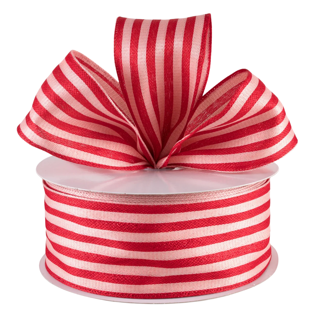 Red & Pink Metallic Striped Ribbon