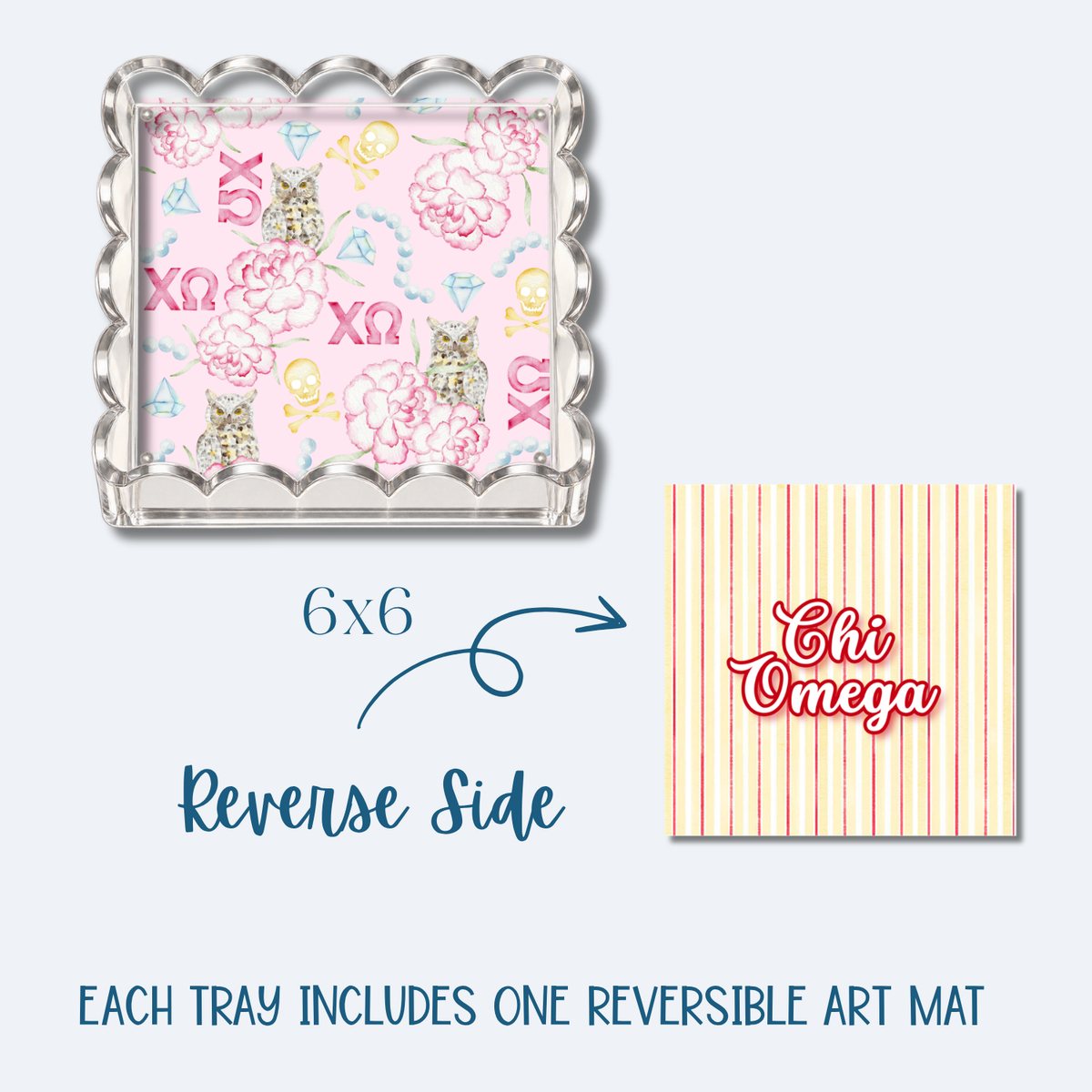 Chi Omega 6x6 Trinket Tray