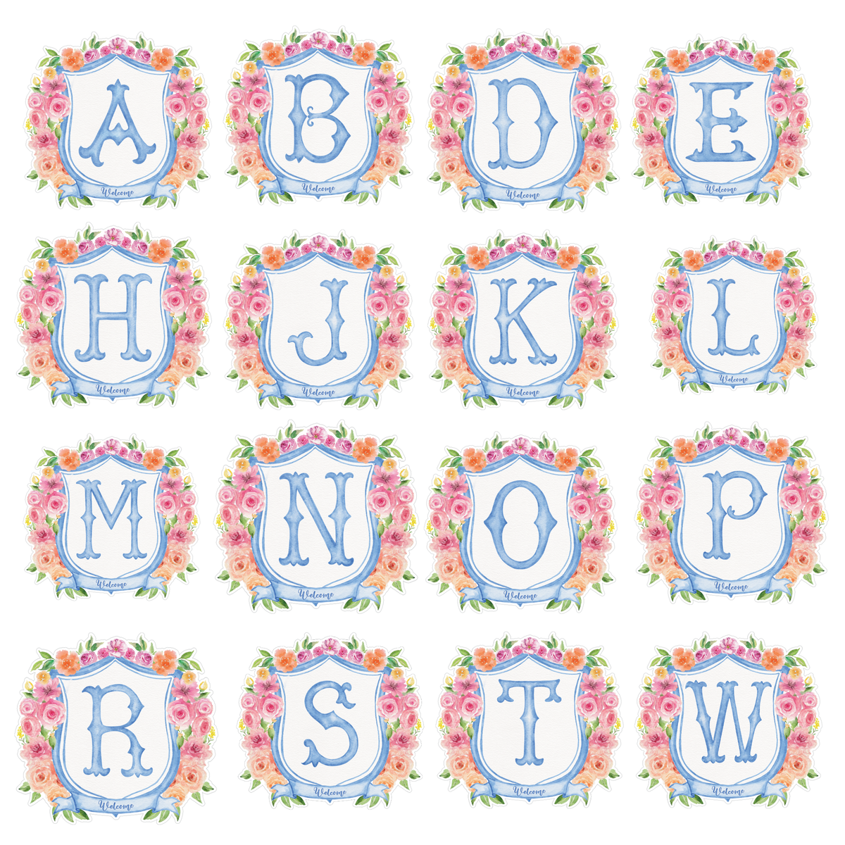 Floral Monogram Crest Garden Stake