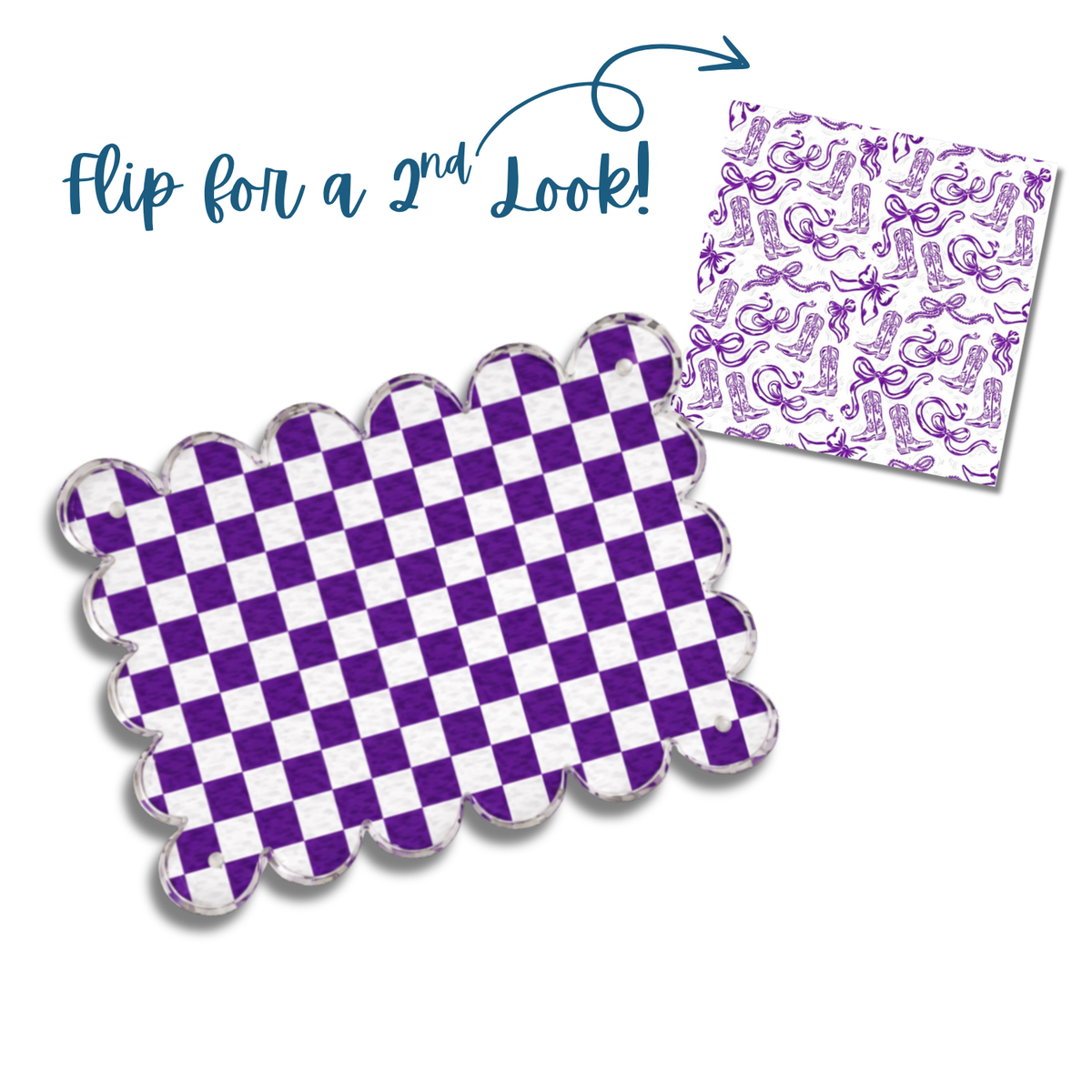 Purple and White Boots and Bows Picture Frame
