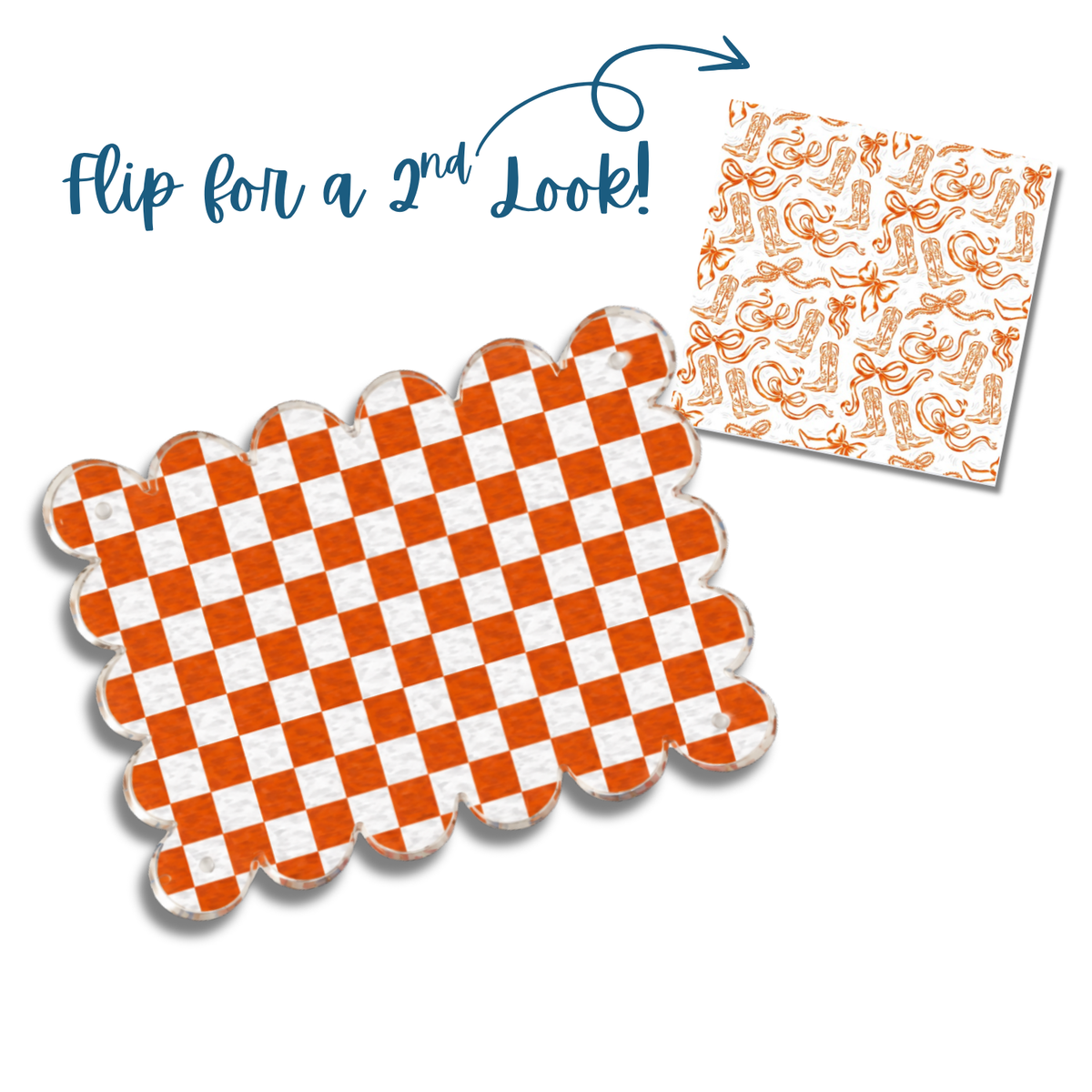 Orange and White Boots and Bows Picture Frame