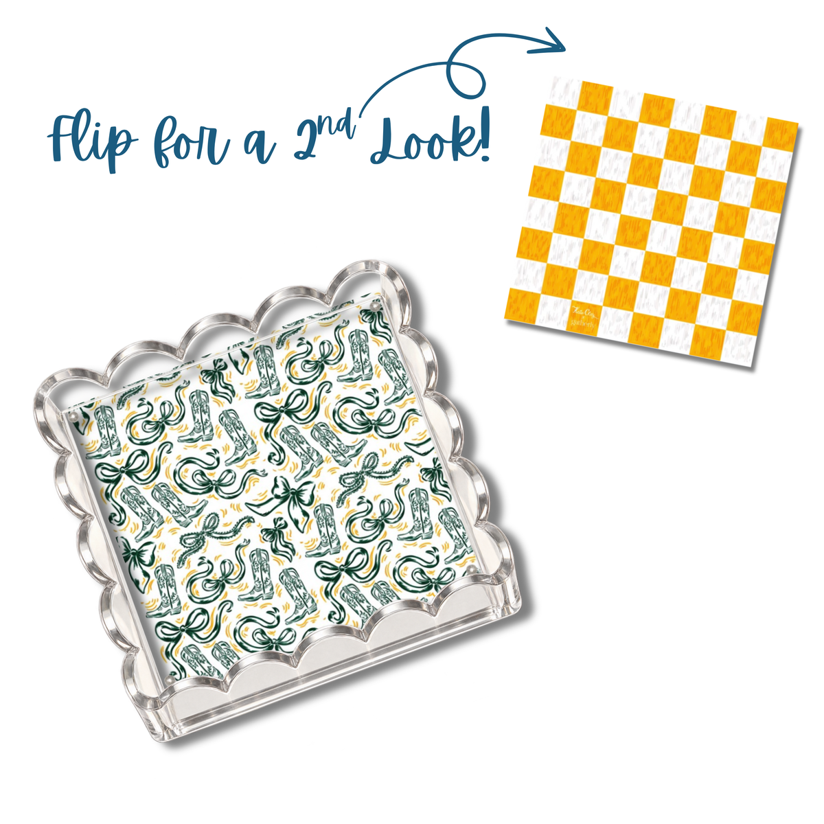 Green and Yellow Boots and Bows Magnetic Art Mat