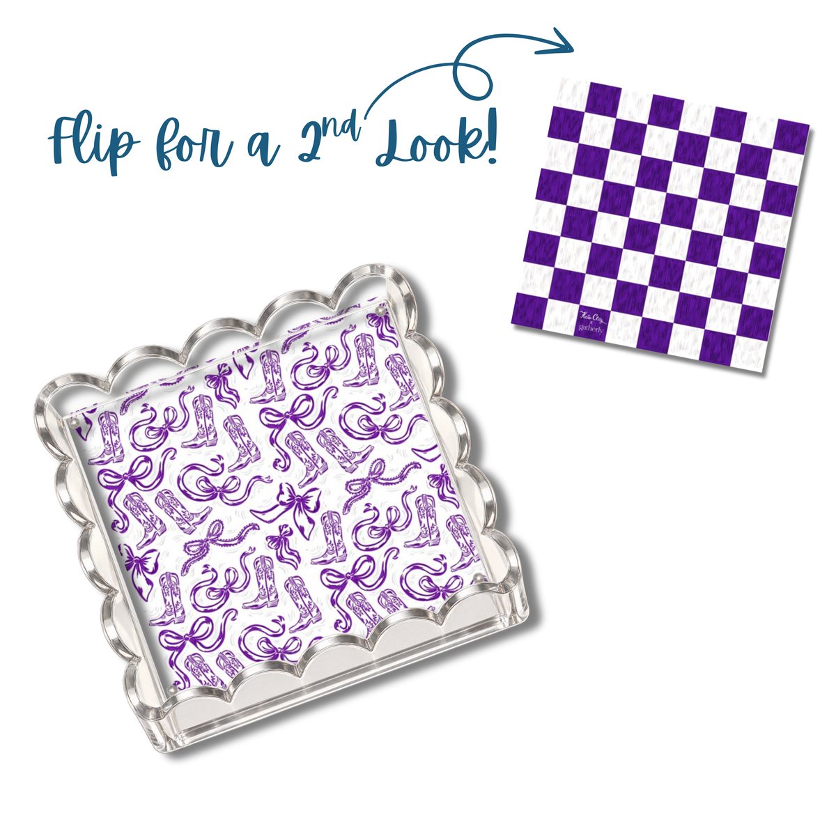 Purple and White Boots and Bows Magnetic Art Mat