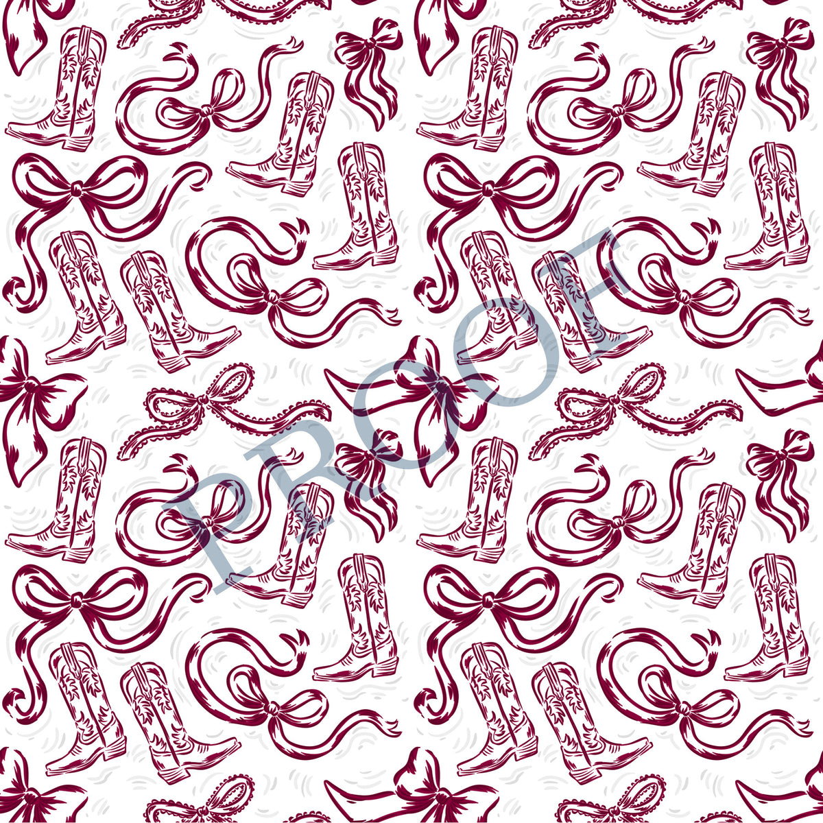 Maroon and White Boots and Bows tray