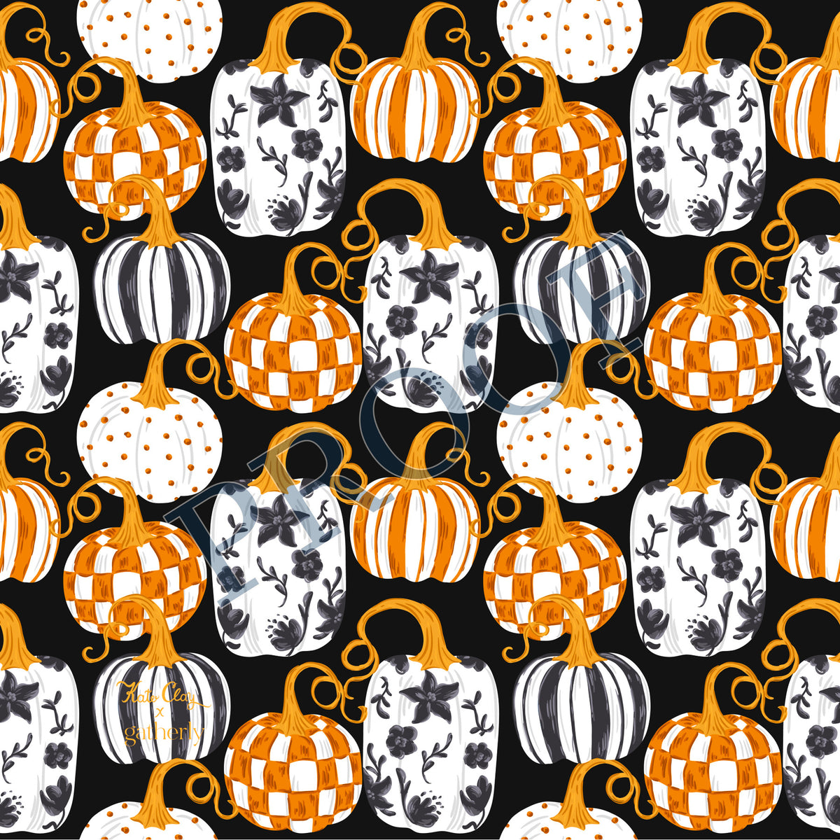 Midnight Harvest Pumpkins 12x12 Serving Tray