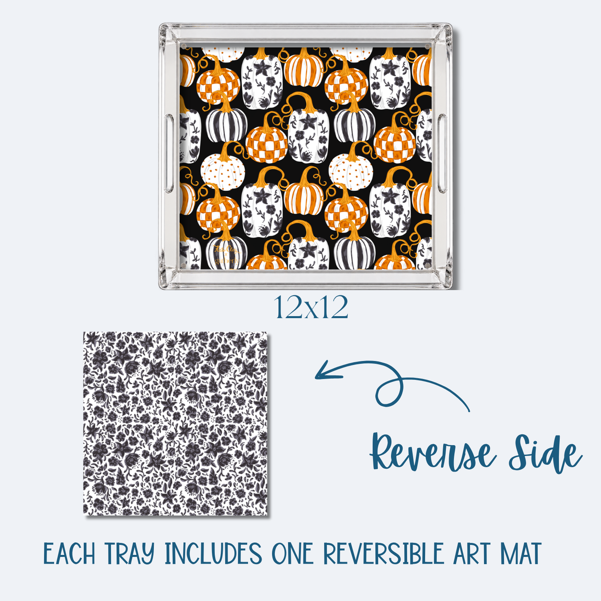 Midnight Harvest Pumpkins 12x12 Serving Tray