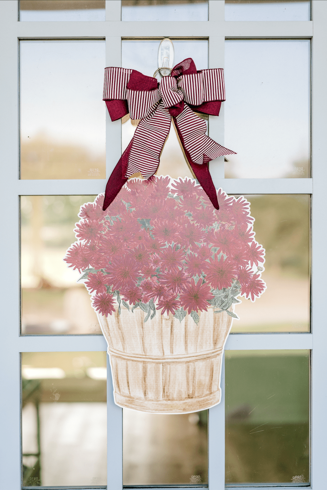 Harvest Blooms in Maroon Door Hanger