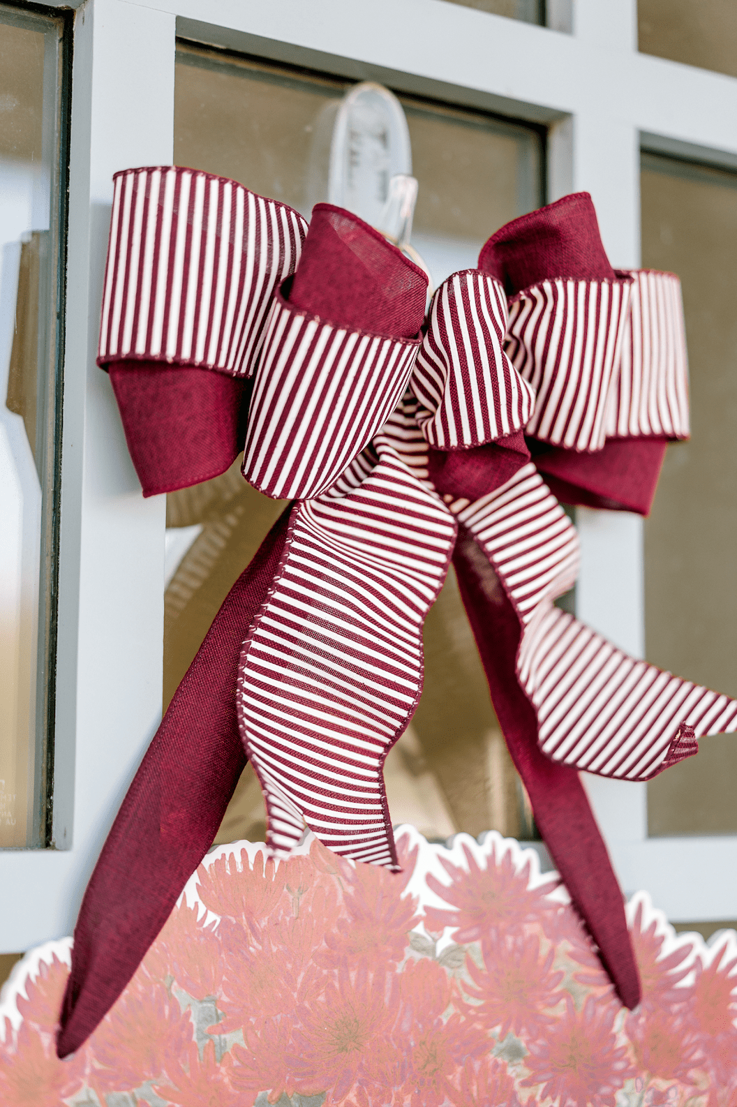 Harvest Blooms in Maroon Door Hanger
