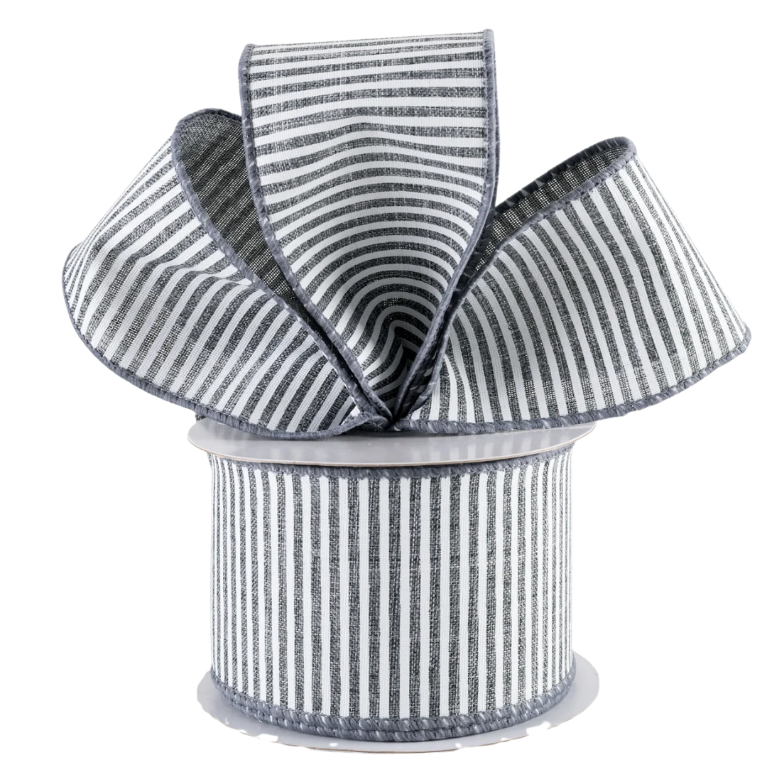Grey & White Pinstripe Ribbon