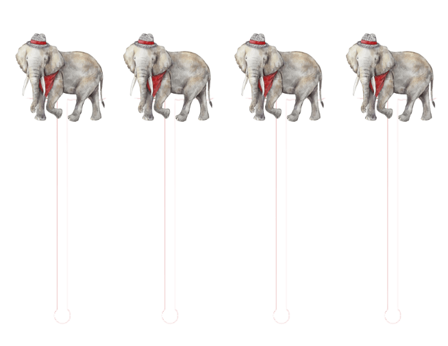 Crimson & White Elephant Swizzle Sticks